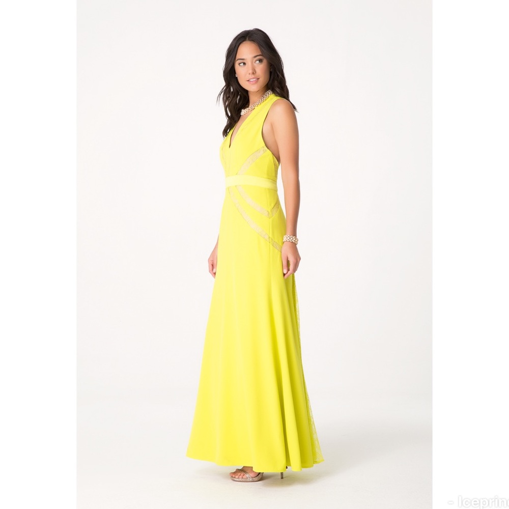 Bebe lace insert halter gown Size 2